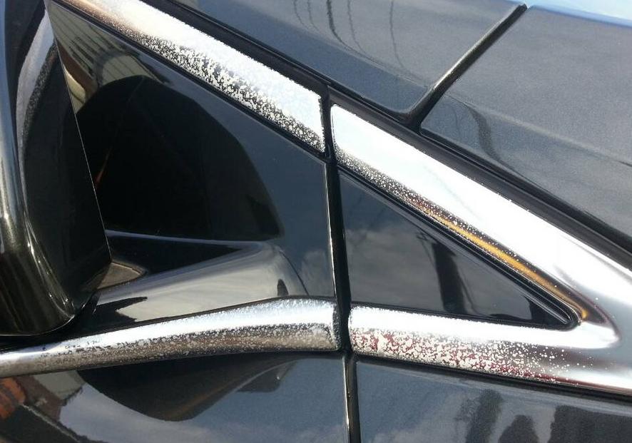 Chrome-plated aluminum corrosion in car